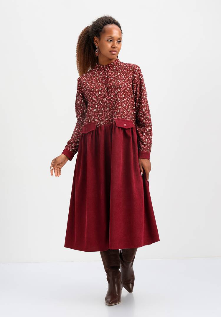 Платье комбинированное с воротником-стойкой шир.  750, рис. 15