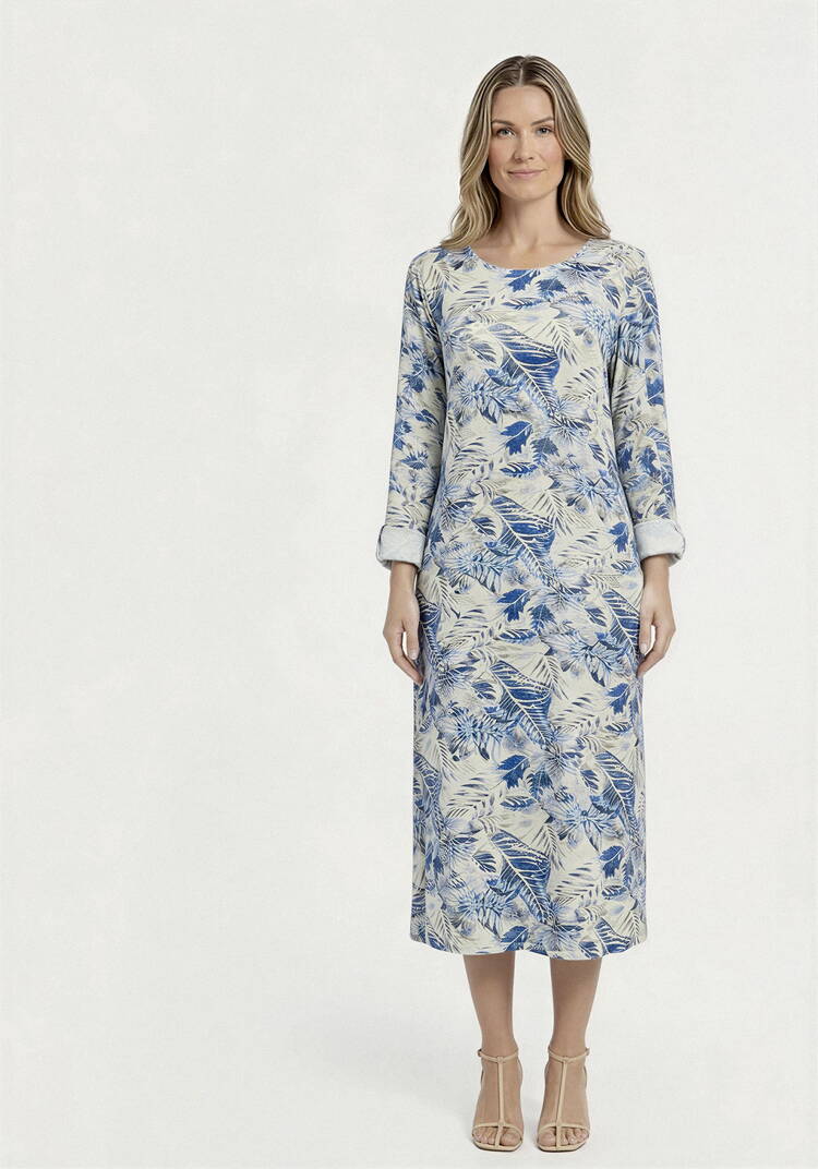 Платье прямого кроя изо льна с принтом шир.  750, рис. 4