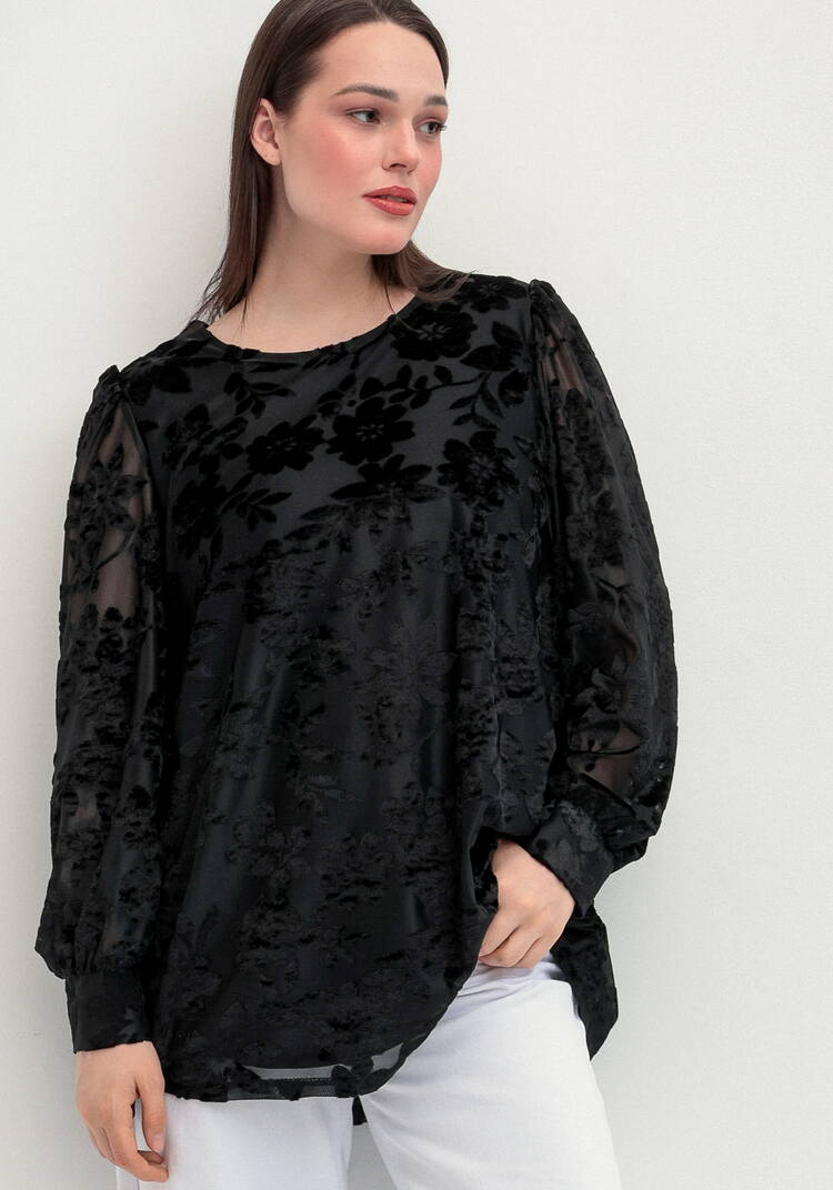 Блуза с цветами из бархата шир.  750, рис. 18