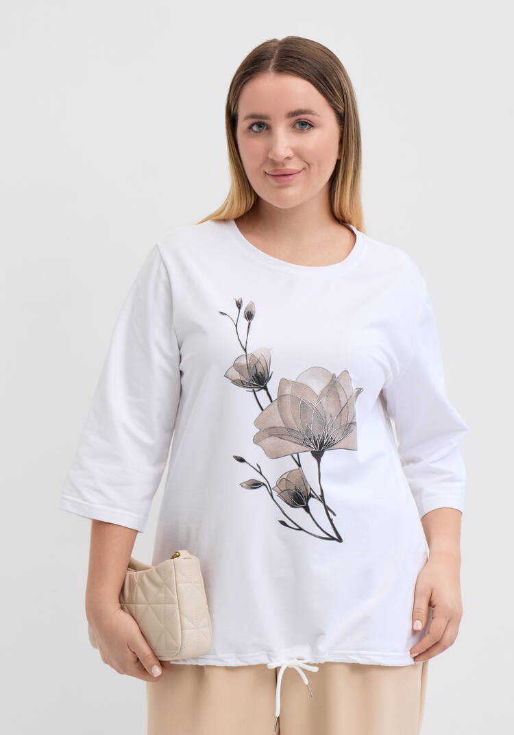 Блуза на кулиске с принтом шир.  750, рис. 25