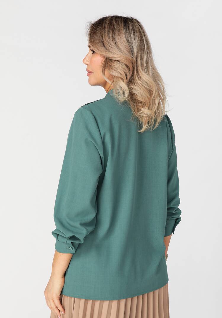 Блуза на пуговицах с ажурным кружевом шир.  750, рис. 14