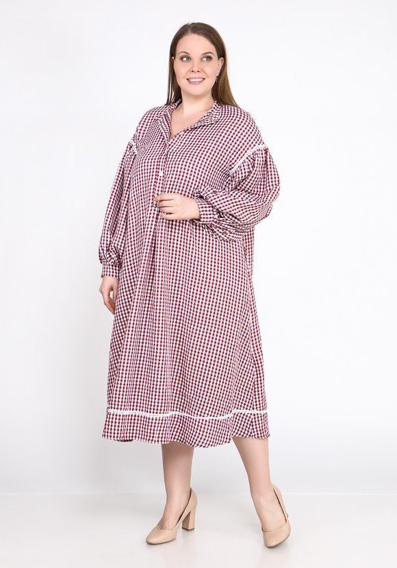Платье в клетку с рукавами буфами шир.  580, рис. 2