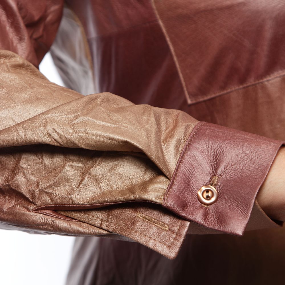Блуза женская с отделкой под «кожу» Style Fashion Lux, размер 54, цвет бежево-розовый - фото 5
