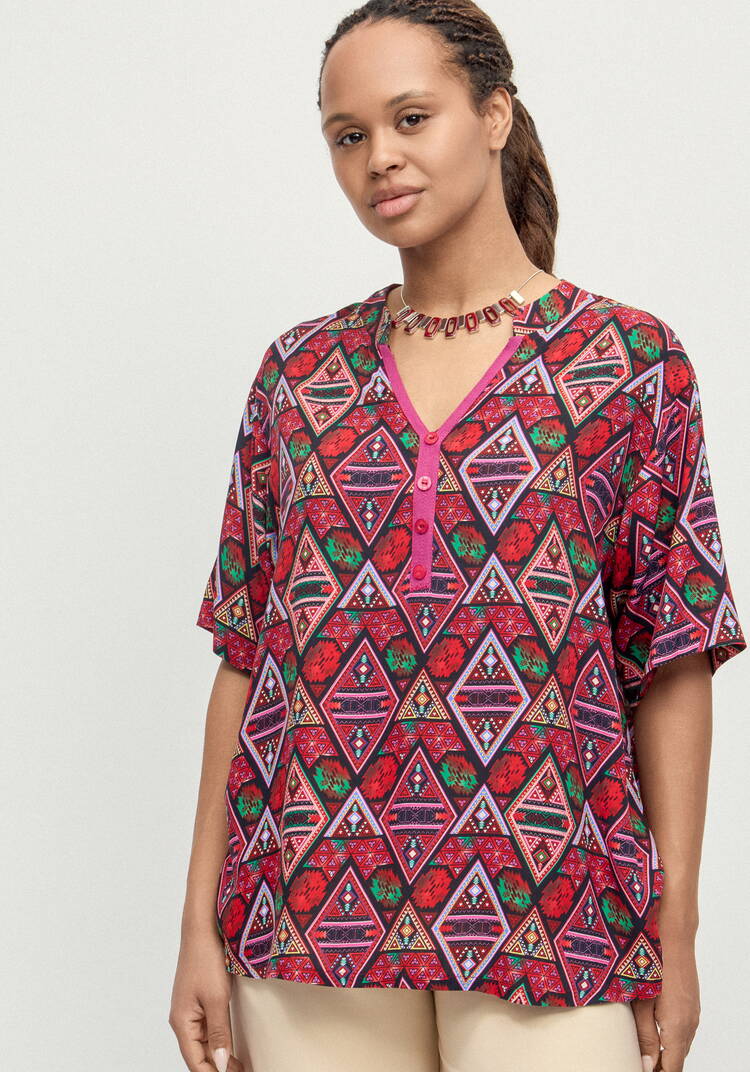 Блуза из штапеля с этническим рисунком шир.  750, рис. 19