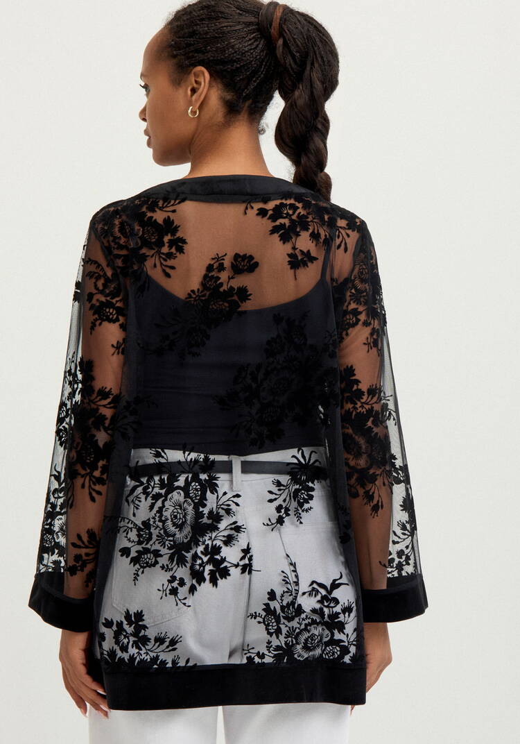 Блуза из сетки с бархатным принтом шир.  750, рис. 3