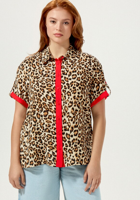 Блуза с анималистичным принтом шир.  580, рис. 4