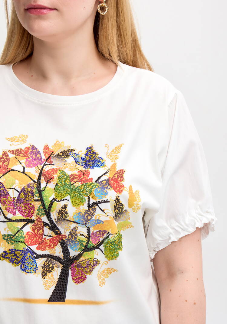 Блуза с ярким принтом и коротким рукавом шир.  750, рис. 22