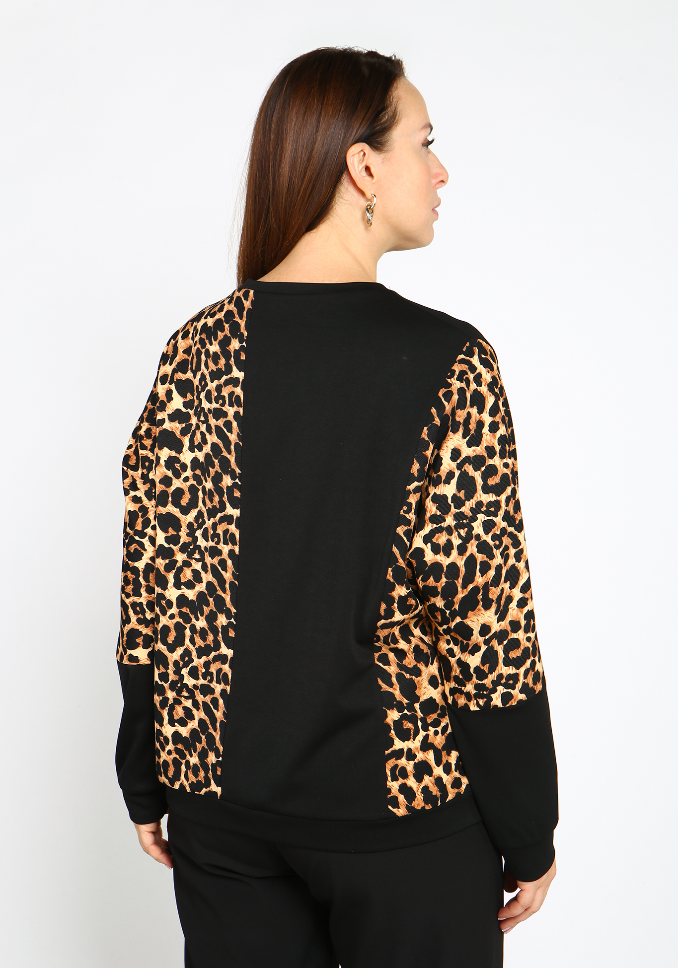 Блуза трикотажная с леопардовым принтом Elletto Life, размер 48, цвет коричневый - фото 4