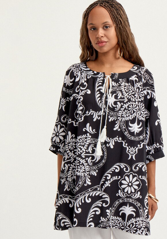 Туника с принтом свободного кроя шир.  580, рис. 4