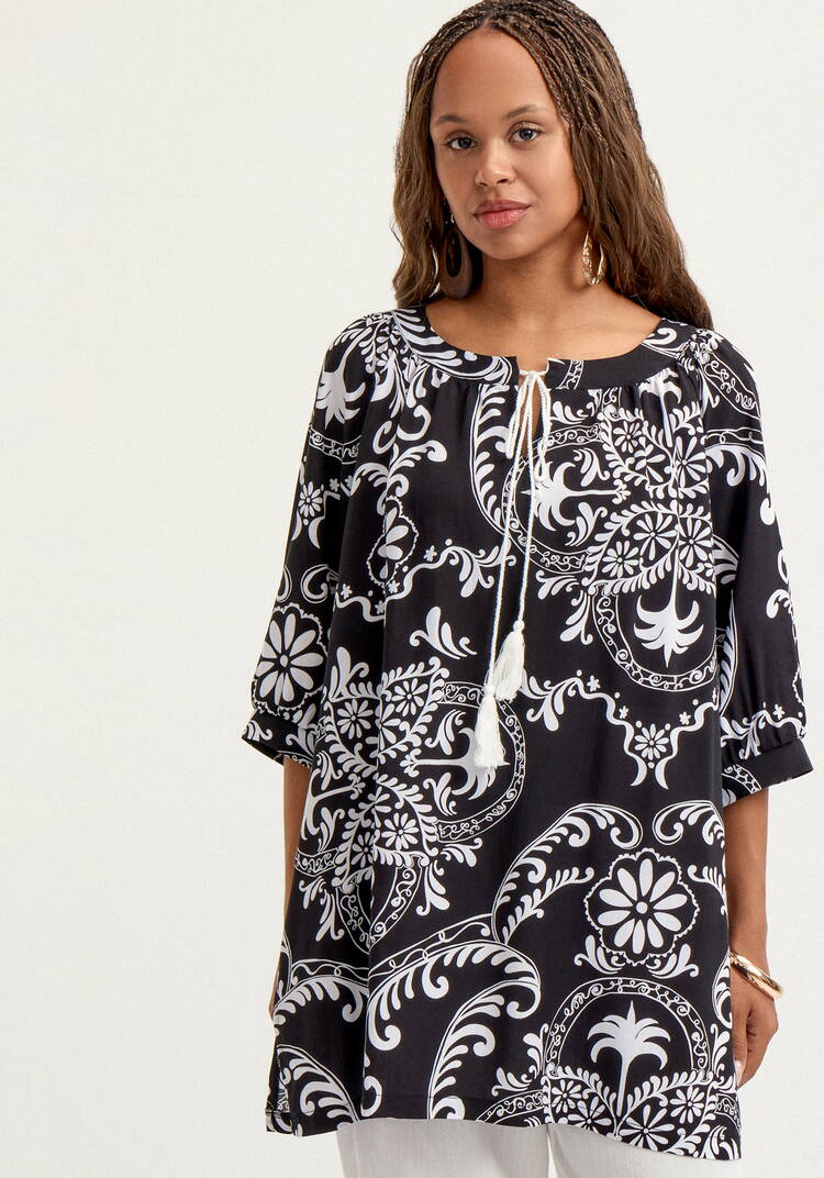 Туника с принтом свободного кроя шир.  750, рис. 4