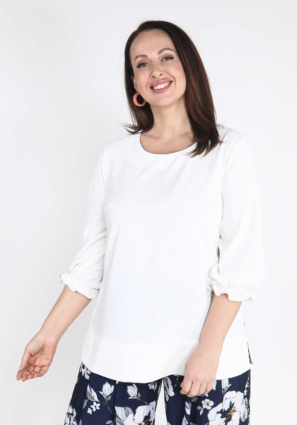 Блуза однотонная с рукавом на резинке шир.  580, рис. 2