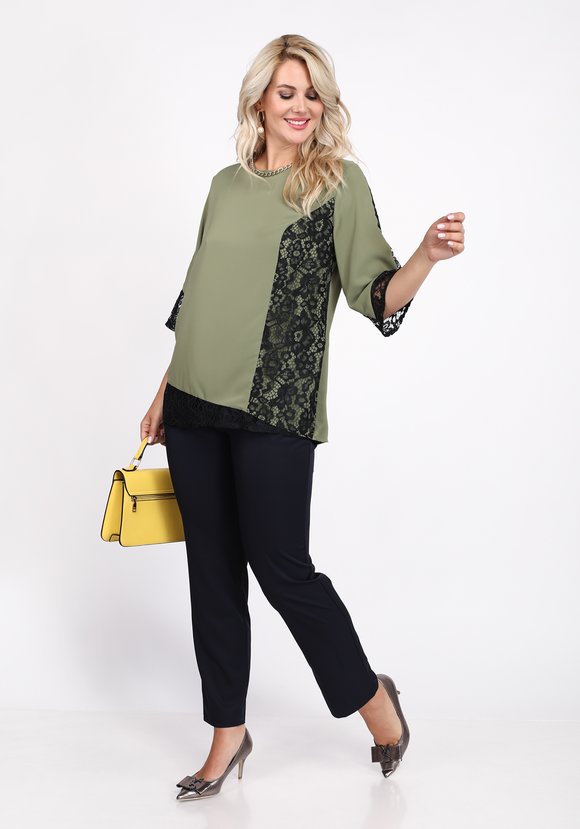 Брюки на резинке прямого кроя однотонные шир.  580, рис. 7