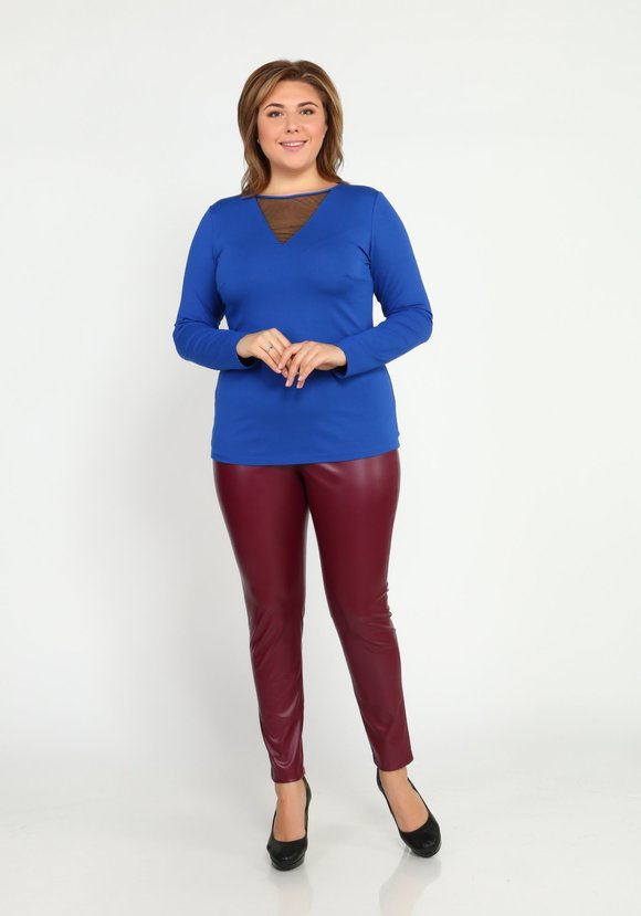 Блуза с длинным рукавом и вставкой шир.  580, рис. 1