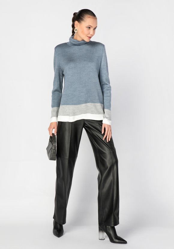 Свитер женский с контрастными полосами шир.  580, рис. 4