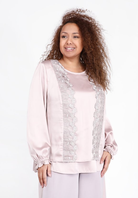 Блуза с кружевной отделкой и рюшей на манжете шир.  580, рис. 2
