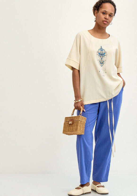 Брюки с декоративной планкой и карманами шир.  580, рис. 25