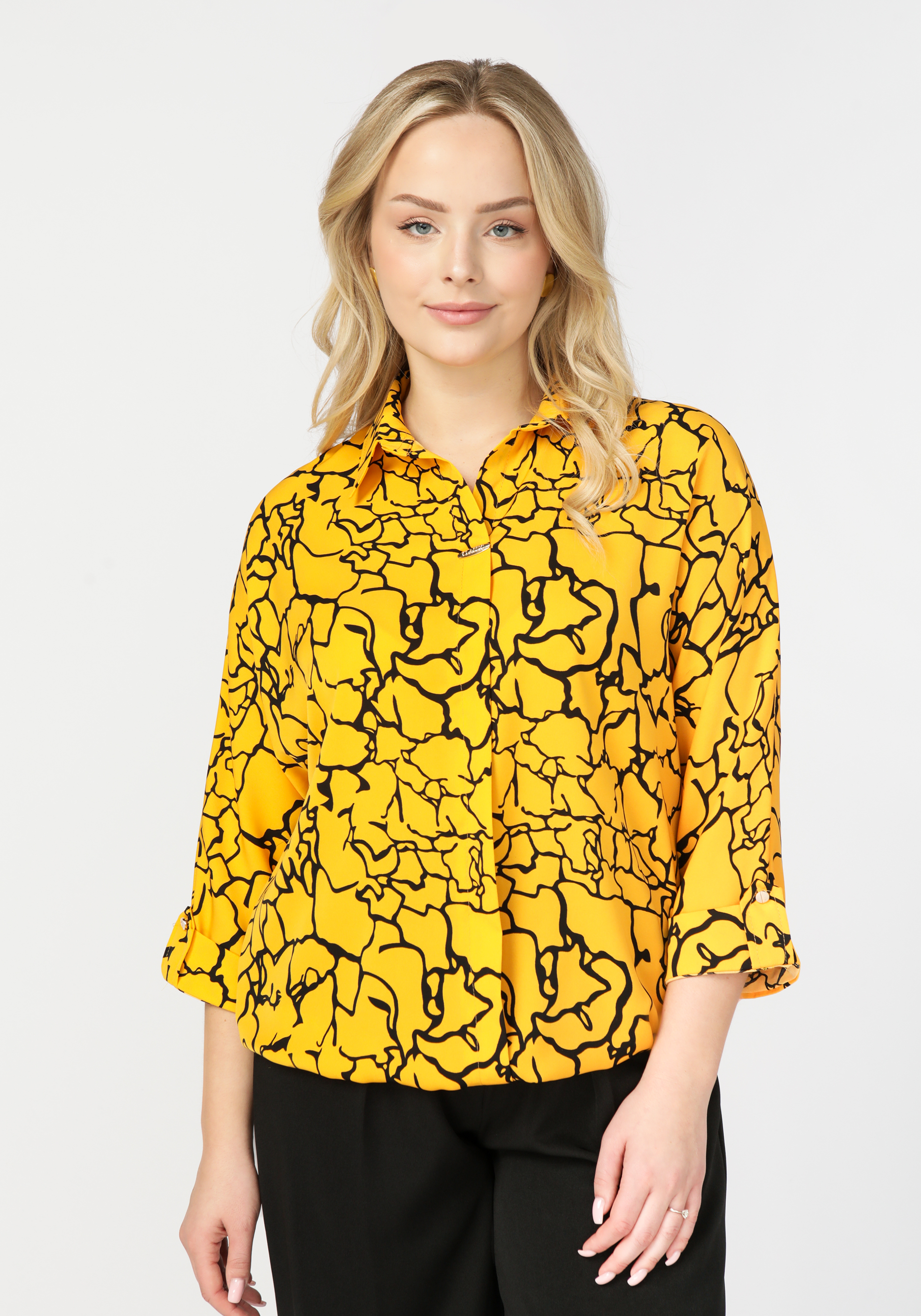 Блузка с принтом "Джулия", цвет желтый, размер 52 - фото 6