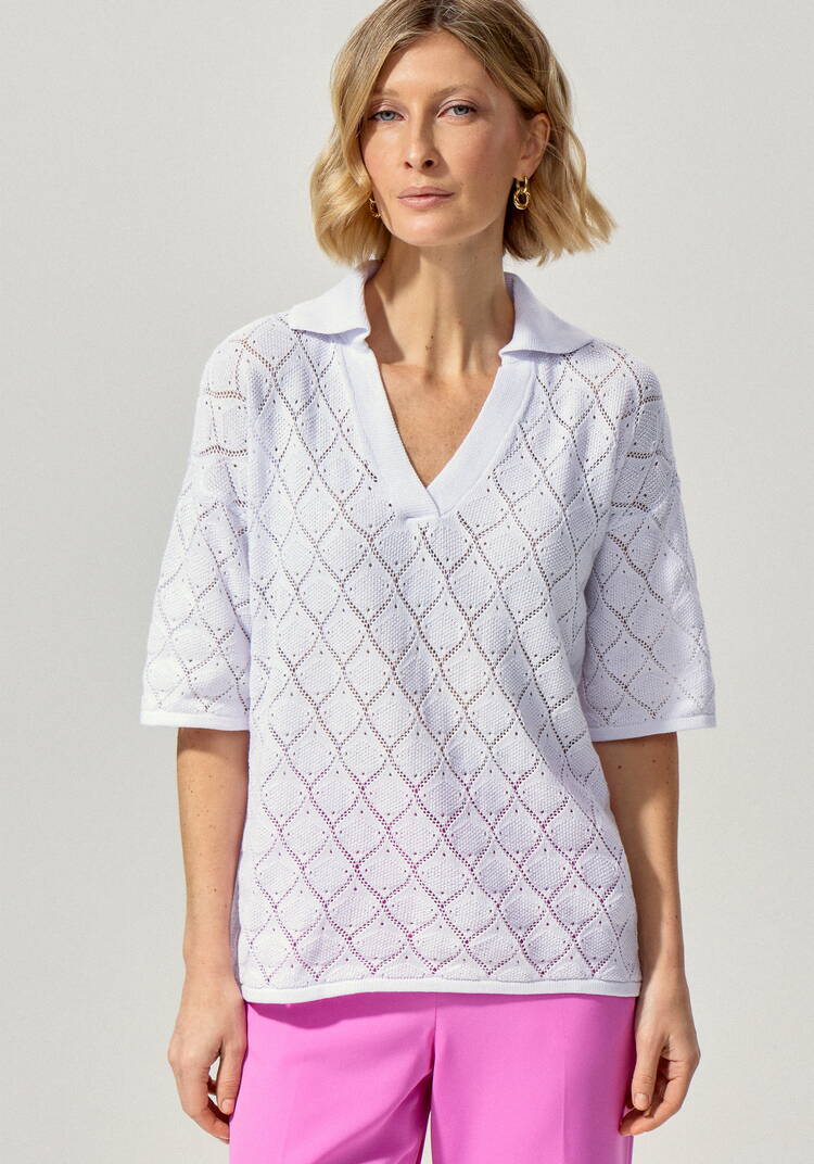 Джемпер-поло с ажурным рисунком шир.  750, рис. 12