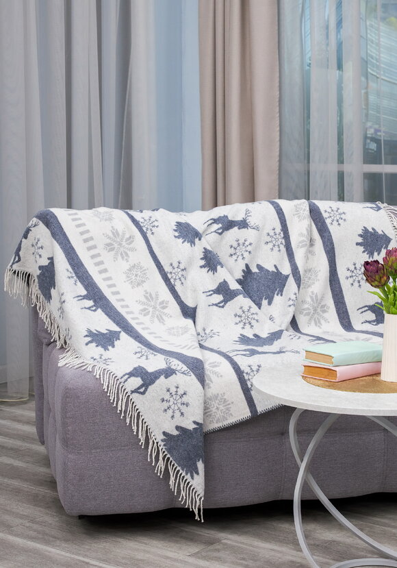 Плед с бахромой Хлопковый жаккард шир.  580, рис. 10