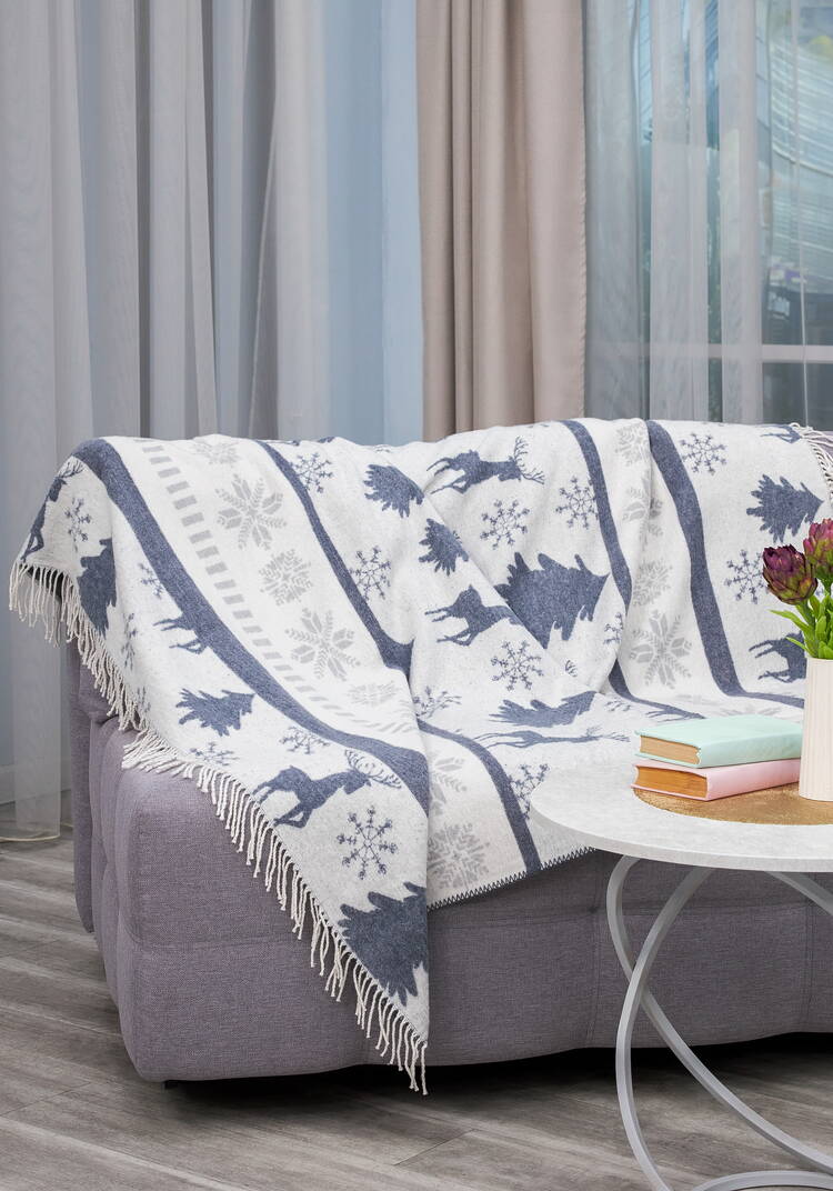 Плед с бахромой Хлопковый жаккард шир.  750, рис. 10