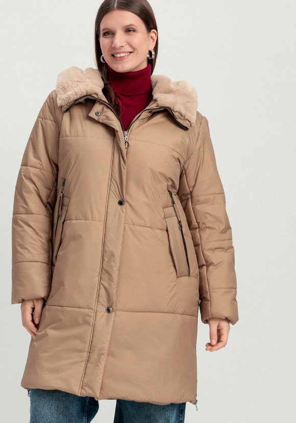 Пальто удлиненное с меховым капюшоном шир.  580, рис. 2