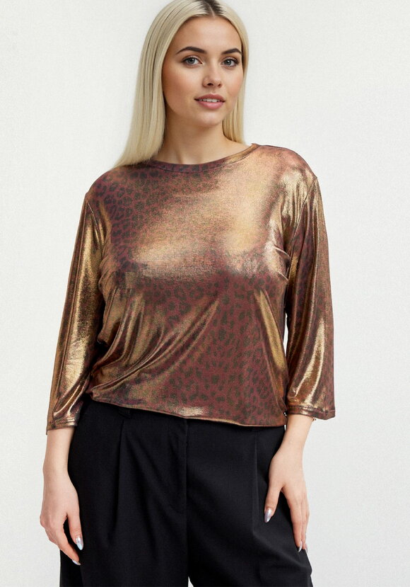 Блуза из ткани с голографическим принтом шир.  580, рис. 33