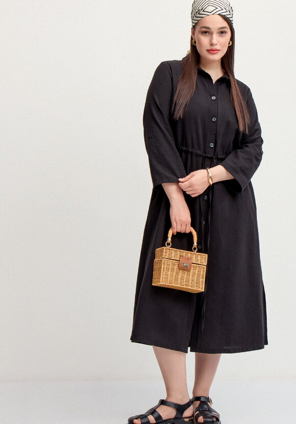 Платье-рубашка изо льна шир.  580, рис. 8