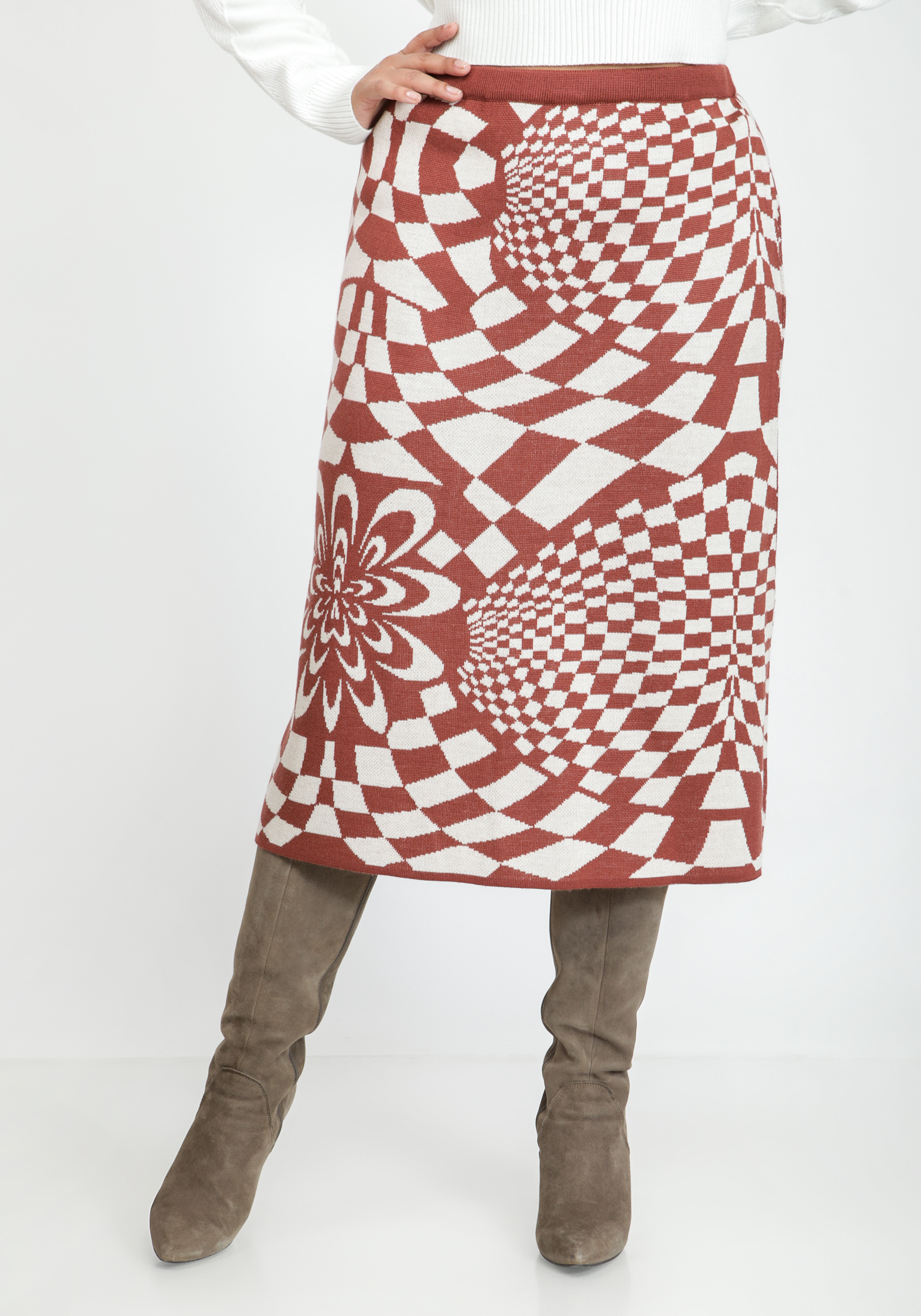 

Юбка с абстрактным рисунком, Оранжевый