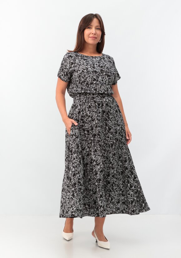 Платье А-силуэта со спущенным плечом — купить за руб в магазине Леомакс