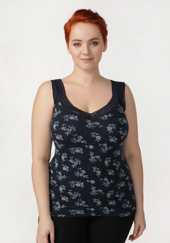 Майка из хлопка с кружевом Аэлита шир.  580, рис. 1