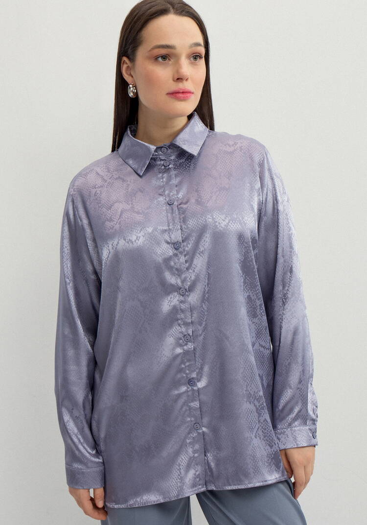 Блуза из шелка со змеиным принтом шир.  750, рис. 7