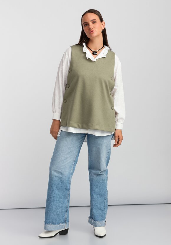 Жилет А-силуэта с дизайнерской застёжкой шир.  580, рис. 10