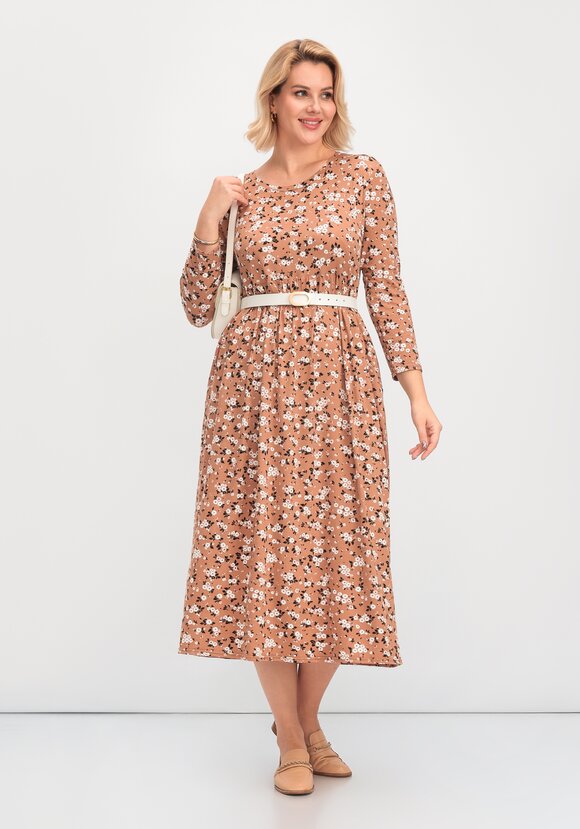 Платье с цветочным рисунком и рукавами 3/4 шир.  580, рис. 9