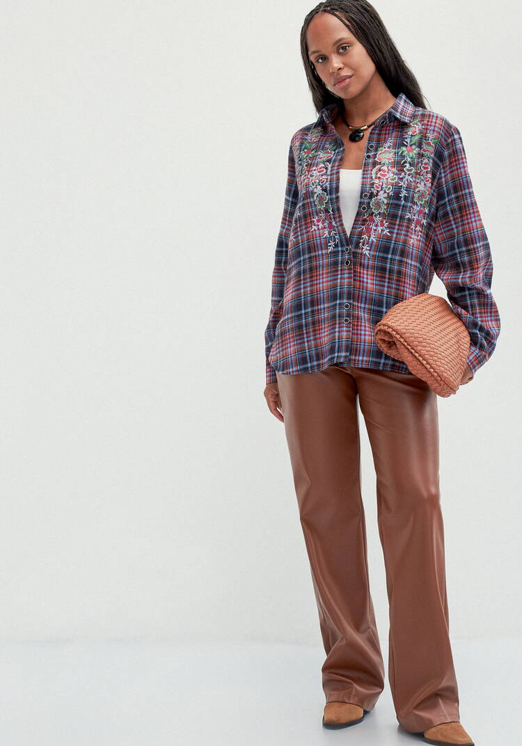 Рубашка в клетку с принтом шир.  750, рис. 15