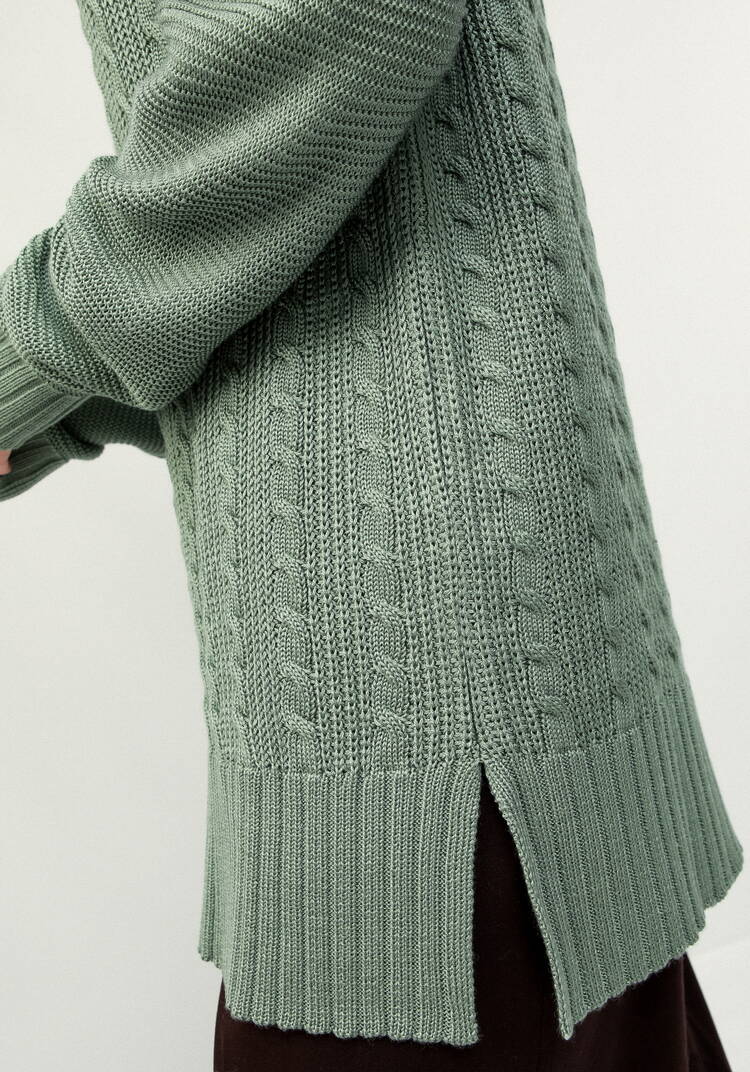 Удлиненный джемпер с косами шир.  750, рис. 6