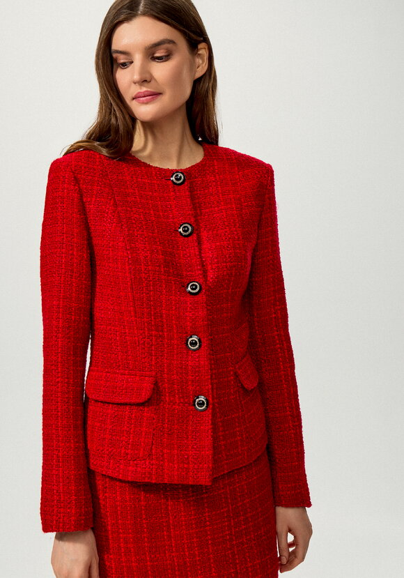 Пиджак из однотонного твида на пуговицах шир.  580, рис. 16