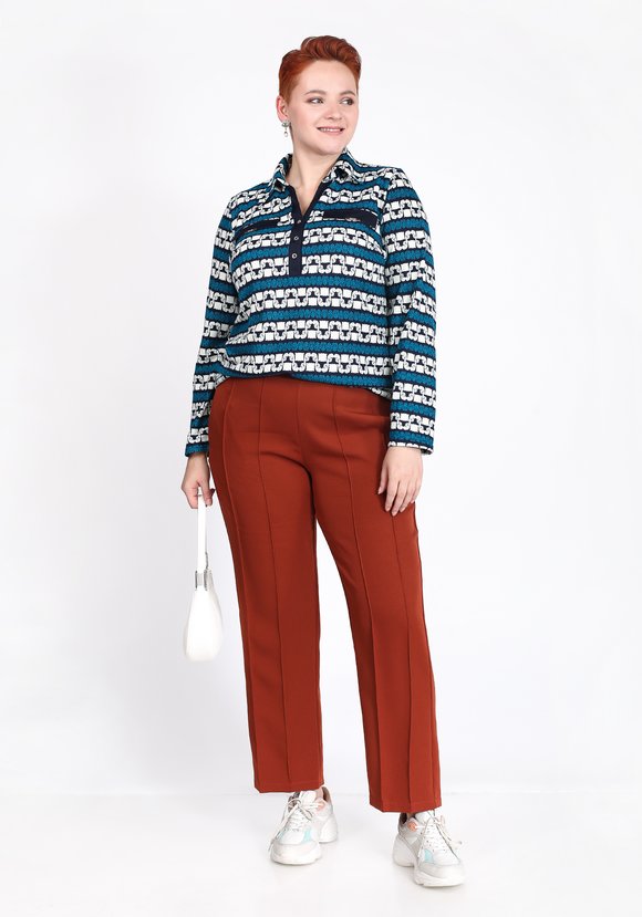 Блуза в полоску с декоративными пуговицами шир.  580, рис. 1