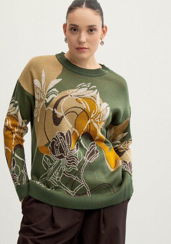 Джемпер с цветочно-абстрактным принтом шир.  580, рис. 20