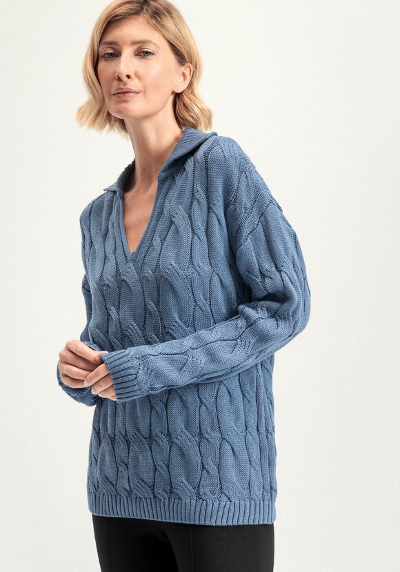 Джемпер с косами и воротником-поло шир.  580, рис. 14