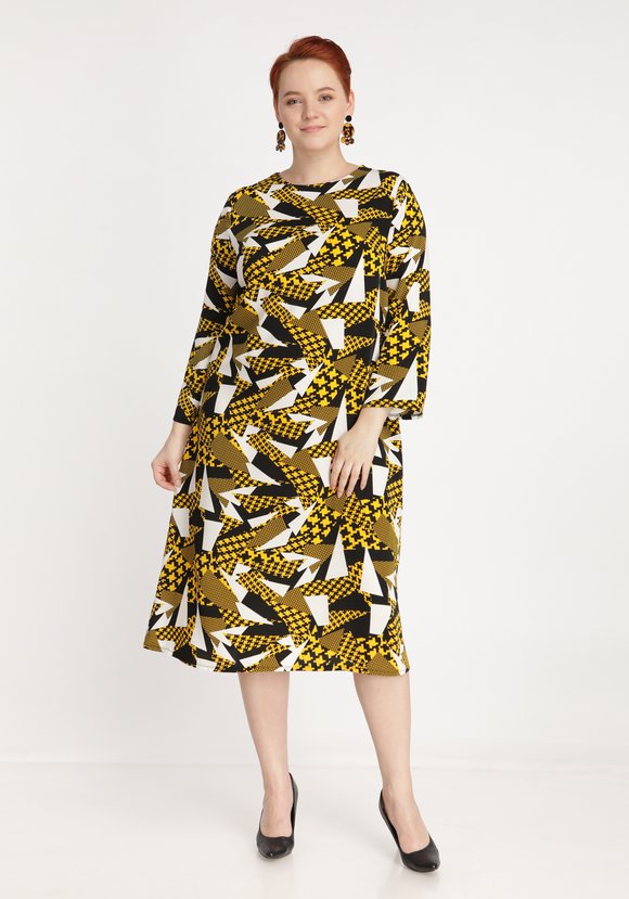 Платье с ярким геометрическим принтом шир.  580, рис. 4