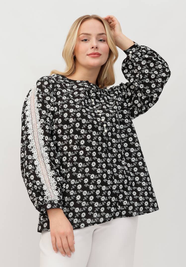 Блуза с вышивкой и кружевом по рукавам шир.  750, рис. 8