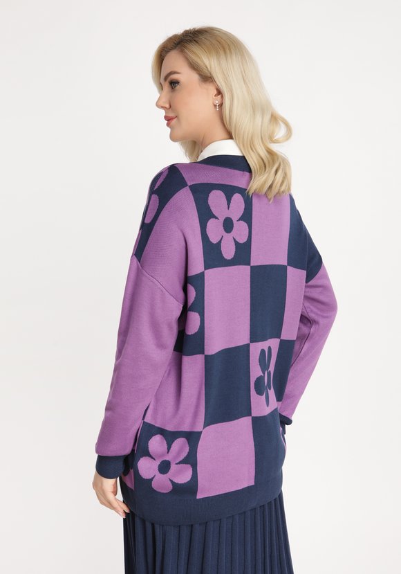 Кардиган на пуговицах с рисунком цветы шир.  580, рис. 4