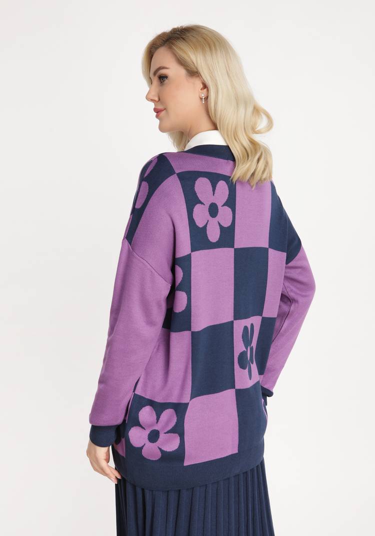 Кардиган на пуговицах с рисунком цветы шир.  750, рис. 4