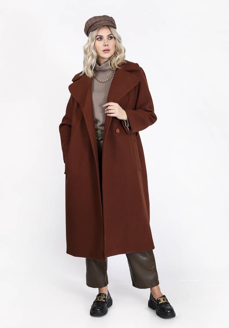 Пальто с поясом и английским воротником шир.  750, рис. 16