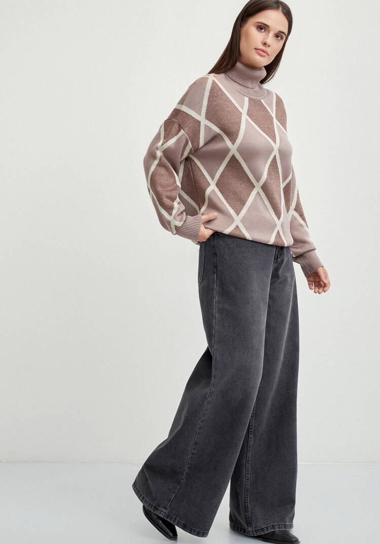 Свитер с рисунком ромбы и метанитью шир.  750, рис. 7