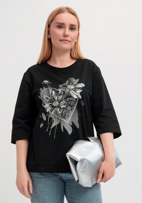 Блуза с принтом цветочное сердце