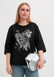 Блуза с принтом цветочное сердце