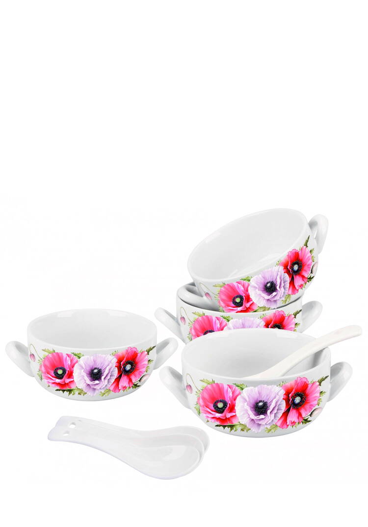 Набор фарфоровых бульонниц с ложками, 4 шт. шир.  750, рис. 9