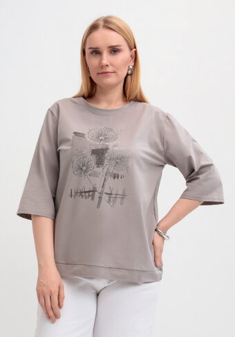 Блуза с длинным рукавом и цветочным рисунком