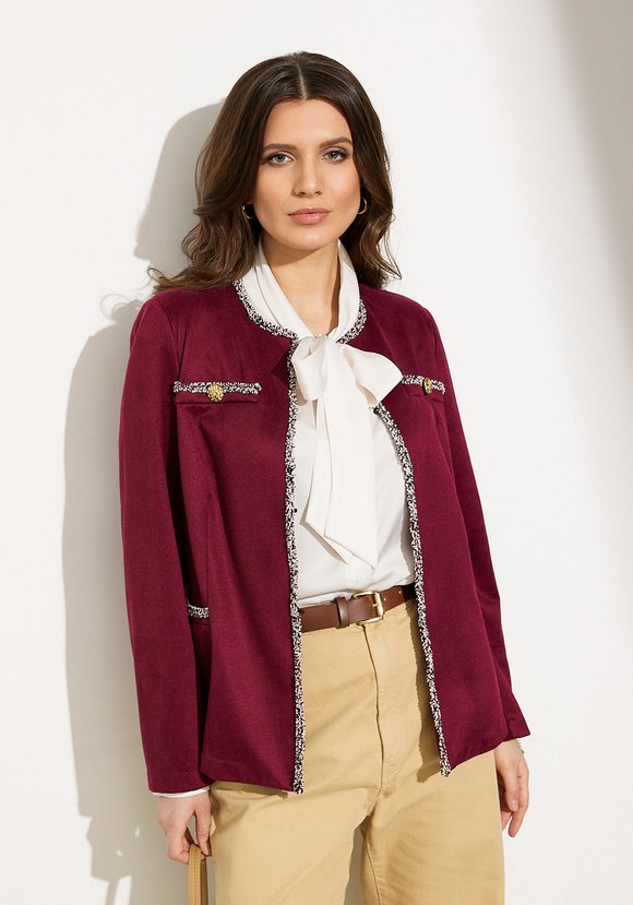 Жакет с тесьмой и декоративными пуговицами шир.  580, рис. 2